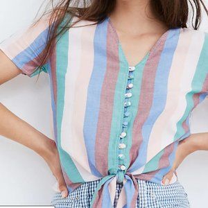 Madewell Tie-Front Button Top in Flagstaff Stripe | Petite